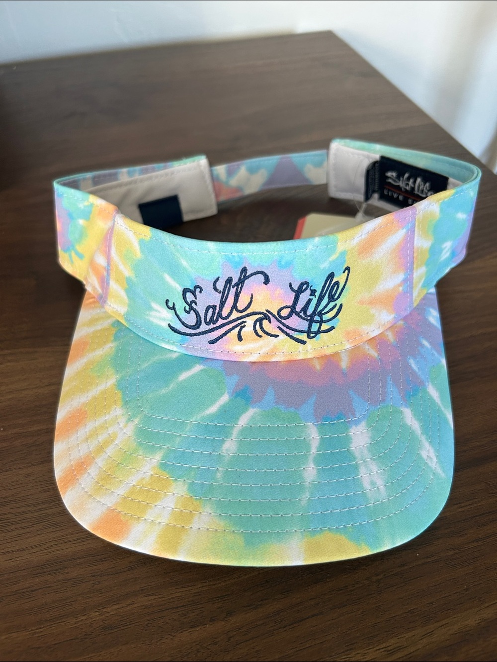 Salt Life Tie-Dye Visor in Pastel Blue, Pink, Yellow, Green